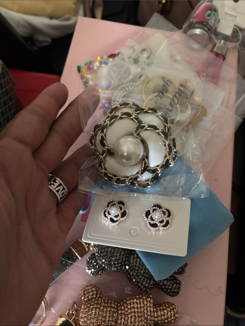 Camilla Flower brooch /earrings for posh show